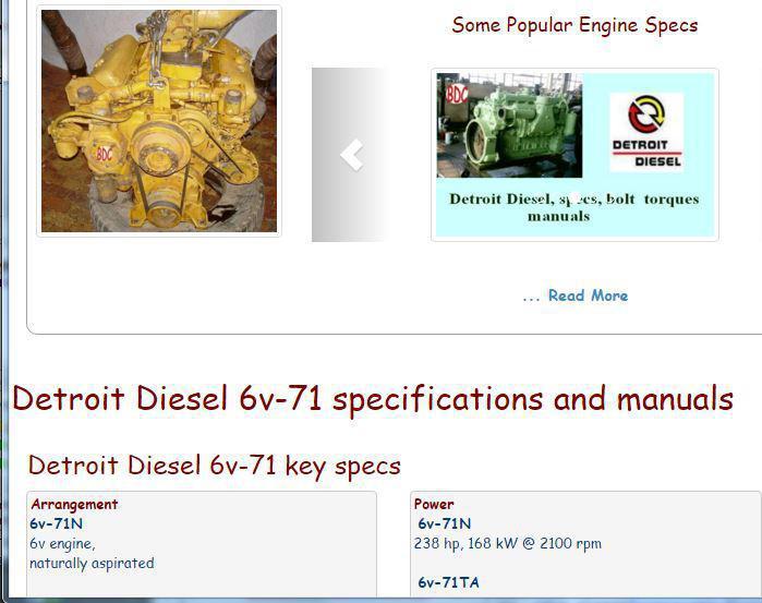 Detroit Diesel 6v71 essential specs snip