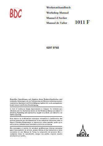 Deutz 1011 Workshop manual, German, English, French, Spanish p1 of 408