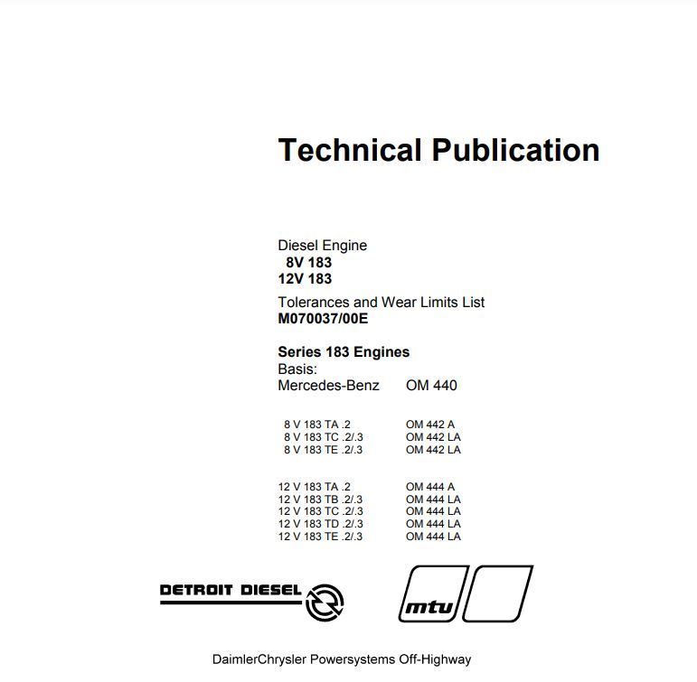 MTU 183 series specifications manual