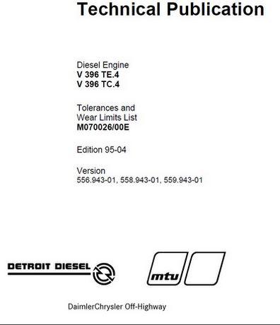 MTU 396 Tolerances and wear limits manual