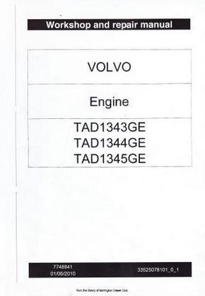 Volvo TAD 1340 thru 1355 workshop repair manual p1