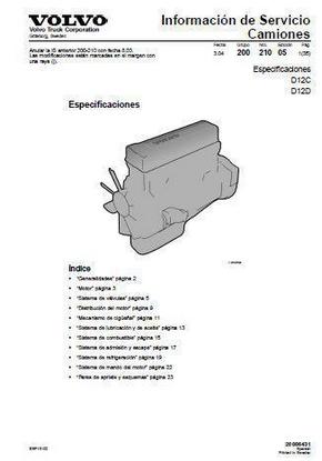 Volvo D12C y D12D - especificaciones manual